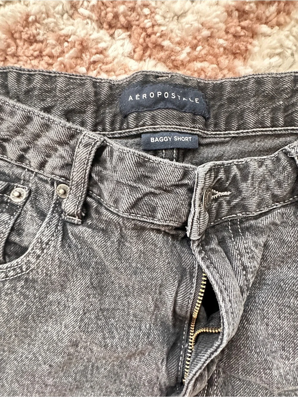 Aeropostale 🖤 Baggy Jorts Black Denim Bermuda Jean Shorts (size 33)